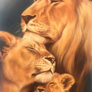 Lion Family (oil on canvas)