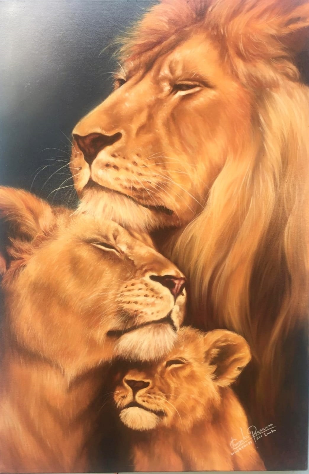 Lion Family (oil on canvas)